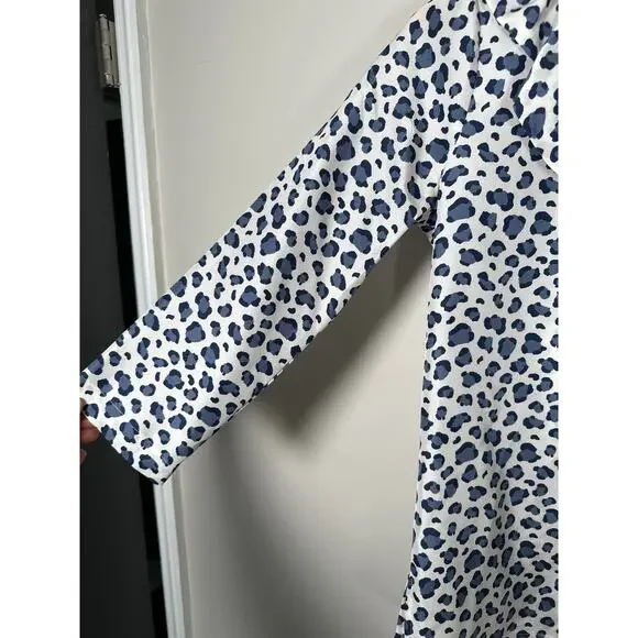 Devon Baer Womens 100% Silk Leopard Print V Neck Ruffle Blouse 3/4 Sleeve XS - Picture 3 of 10